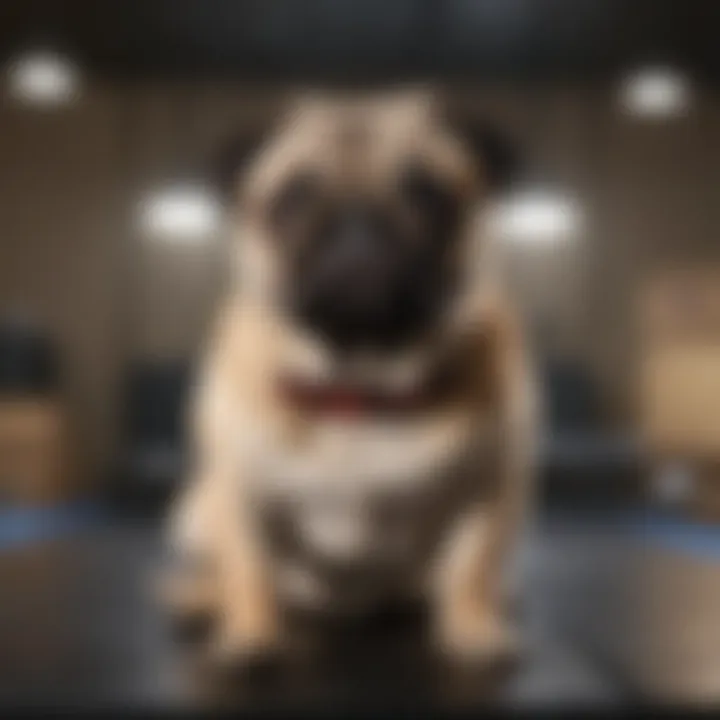 Pug in a calm training environment