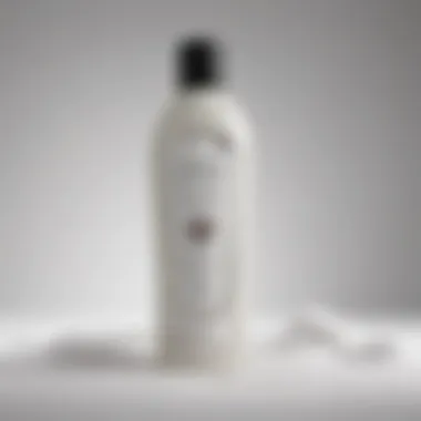 Close-up view of Veterinary Formula Snow White Shampoo bottle with a shiny coat background