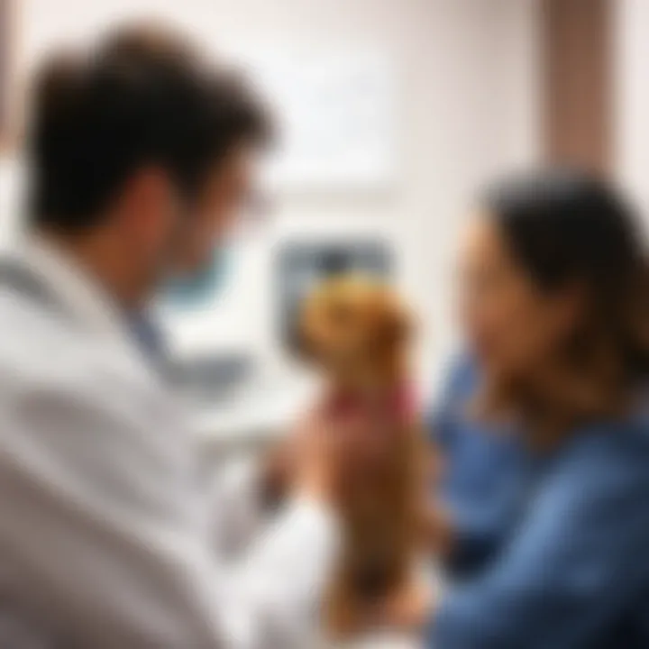 Pet owner discussing ultrasound options with a veterinarian