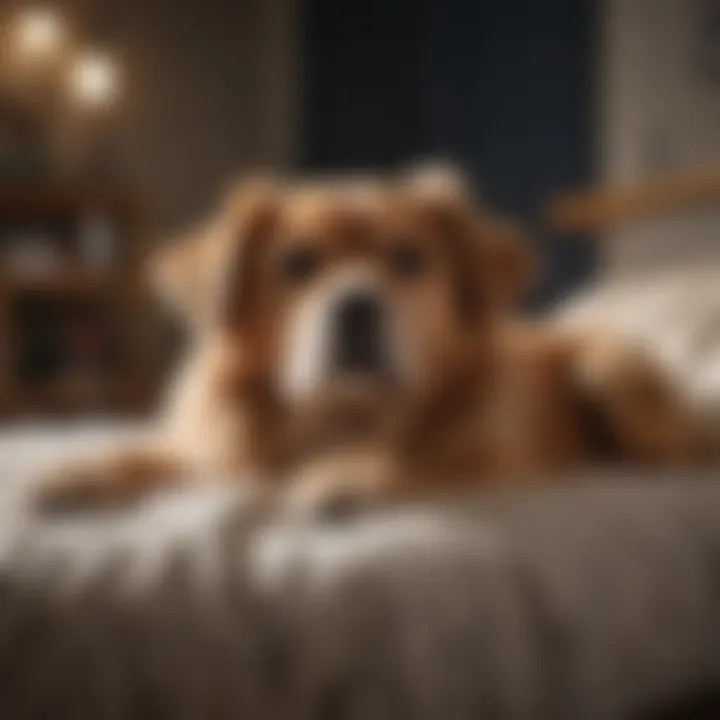 Senior dog resting comfortably on a plush bed.