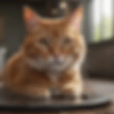 Happy Cat in a Stimulating Environment A cat playing happily in a stimulating environment