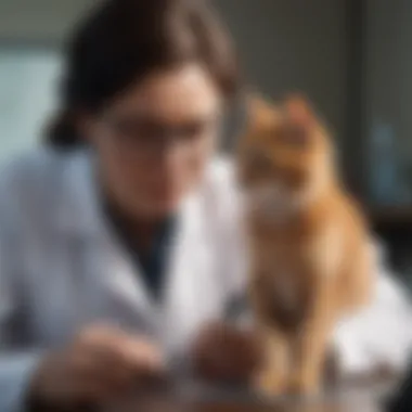 Veterinarian Examining a Cat A veterinarian examining a cat for health issues