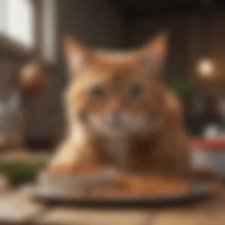 Various cat food options on a table.