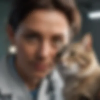Veterinarian Check-Up Veterinarian examining a cat during a check-up.