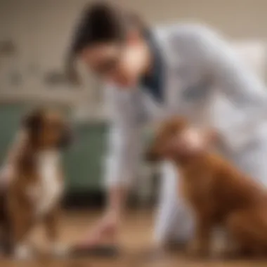 Veterinarian examining a dog for health issues