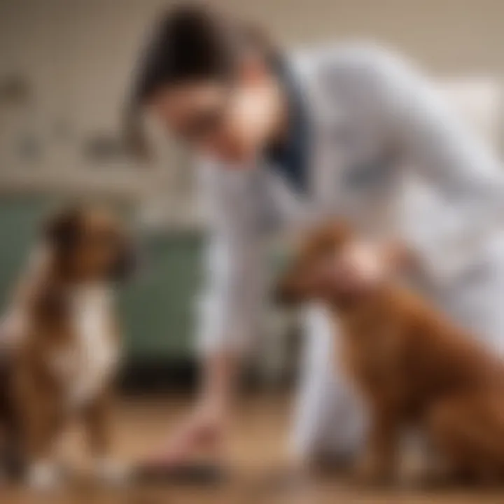 Veterinarian examining a dog for health issues