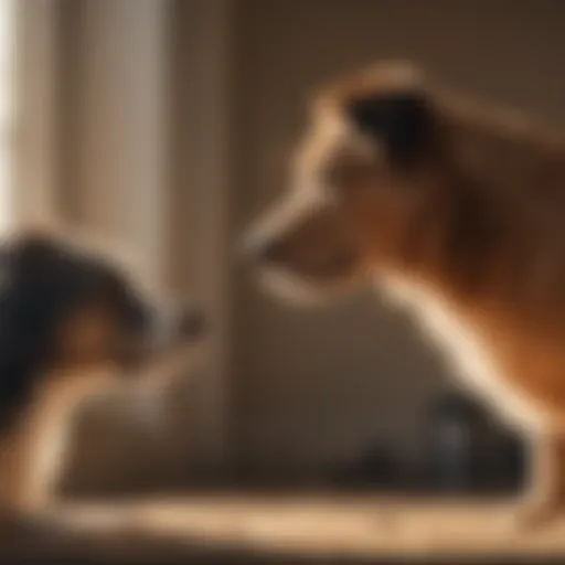 A concerned dog owner observing their pet