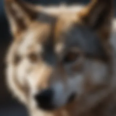 Distinctive Traits of Wolf Dogs A close-up of wolf dog features showcasing their unique characteristics