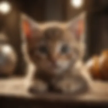 A kitten showing signs of stress in a cozy environment