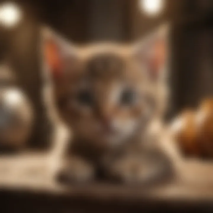 A kitten showing signs of stress in a cozy environment