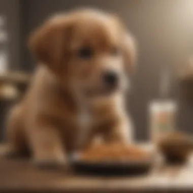 Puppy Enjoying a Balanced Diet A puppy receiving proper nutrition from a balanced diet