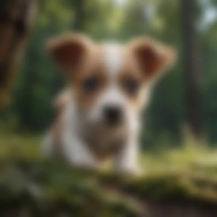 A playful puppy exploring its surroundings