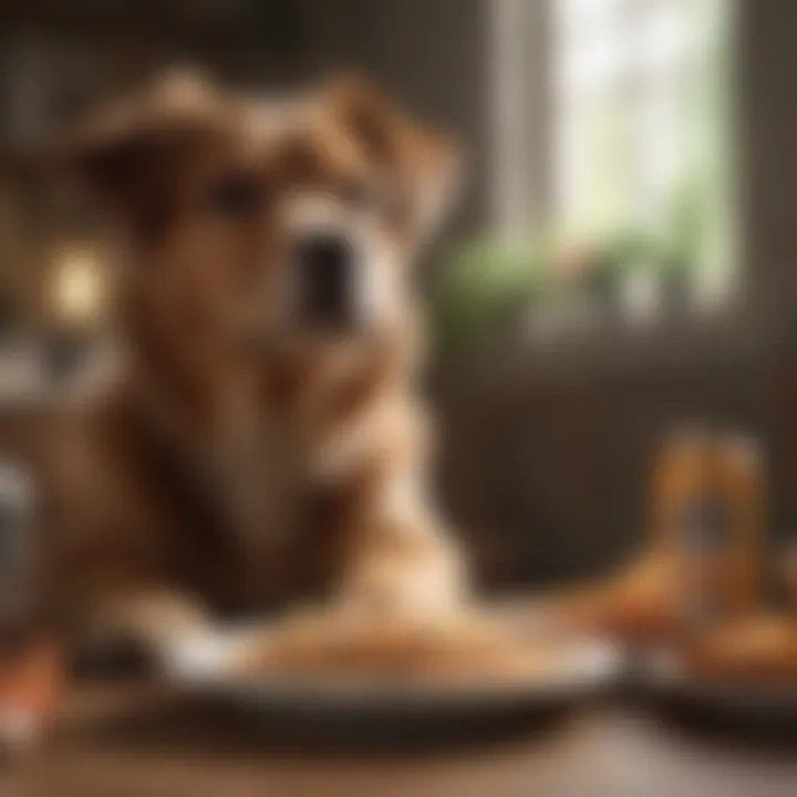 A dog transitioning to adult food