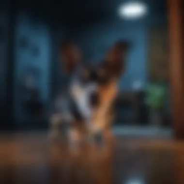 Pet Owner Detecting Urine Stains Pet owner using black light for detection