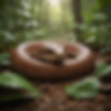 Copperhead Snake in Natural Surroundings Copperhead snake resting among leaves