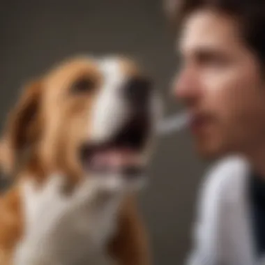 A veterinarian examining a dog’s mouth for dental health