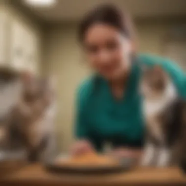 Veterinarian discussing dietary options with a cat owner