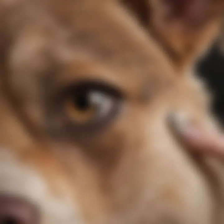 Veterinarian examining a dog's skin condition