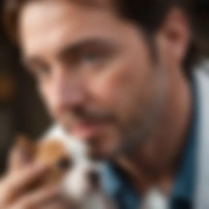 Veterinarian discussing ear care with pet owner