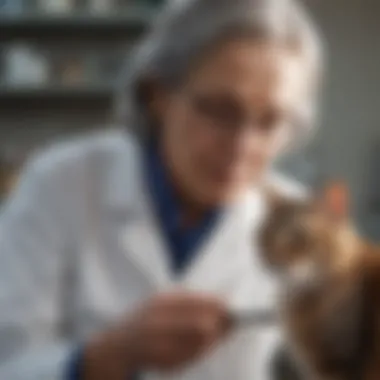 Veterinary Consultation for Dietary Guidance Veterinarian examining an aging cat