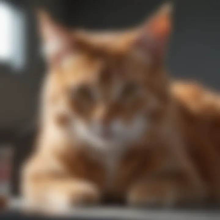 Veterinarian examining a cat