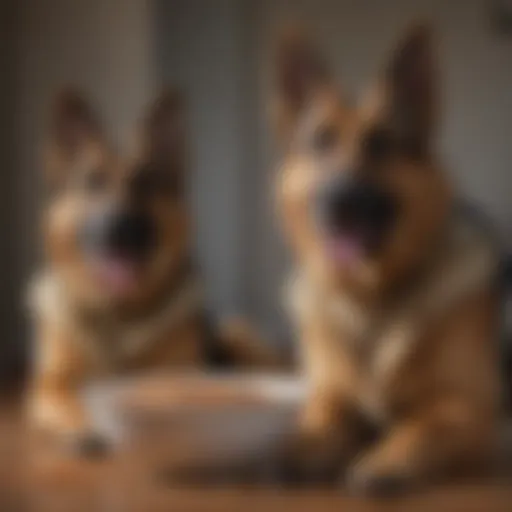 A German Shepherd enjoying a bowl of Victor dog food
