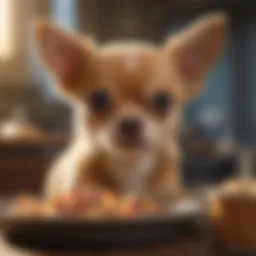 A close-up of a Chihuahua puppy enjoying a nutritious meal