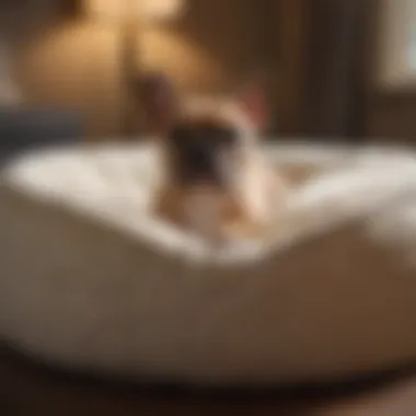 A cozy dog bed ready for a new French Bulldog puppy