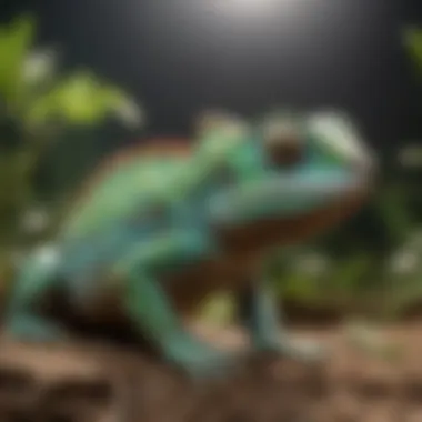 Ethical Breeder's Environment for Chameleons A responsible breeder with chameleons in a well-maintained environment