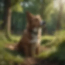 A serene outdoor breeding environment with lush greenery