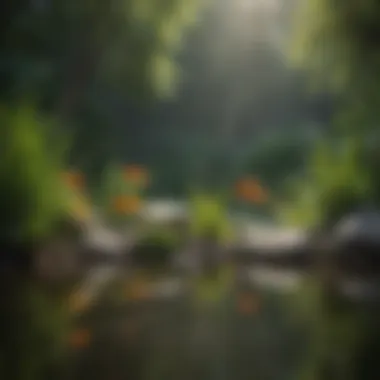 A well-maintained outdoor pond with proper setup, providing a healthy habitat for goldfish.