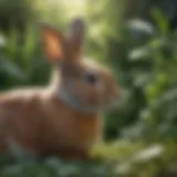 A serene rabbit resting in a lush garden.