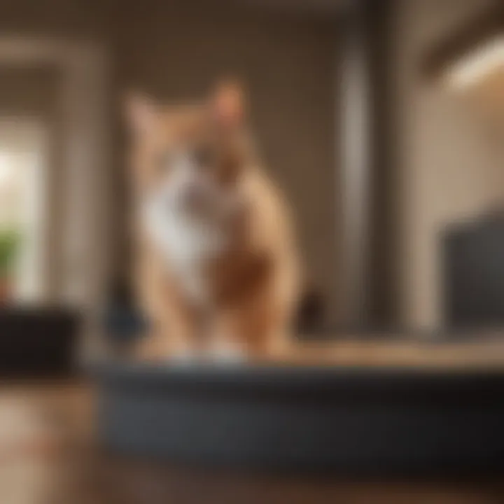 A cat playing in a calm and quiet environment
