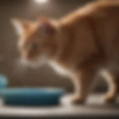 A cat being examined by a veterinarian