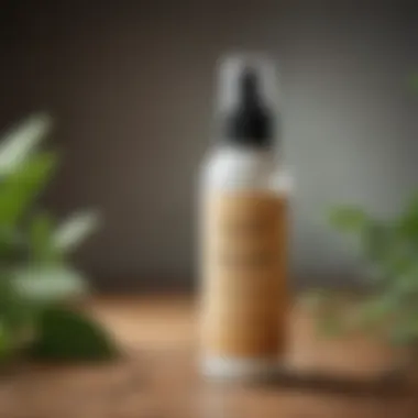 Close-up of a bottle of flea and tick spray with natural ingredients highlighted.