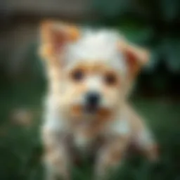 Charming Yorkie Maltese mixed puppy with a playful expression