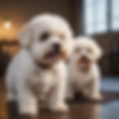 Training Session with a Yorkshire Bichon Mix A Yorkshire Bichon mix engaging in a training session with its owner.